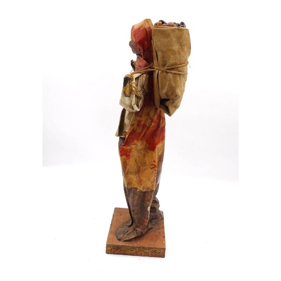 Viejita Papel Mache Old Woman w Bag of Beans tied to back Papier Mache 12x3½x3½ - Picture 3 of 5